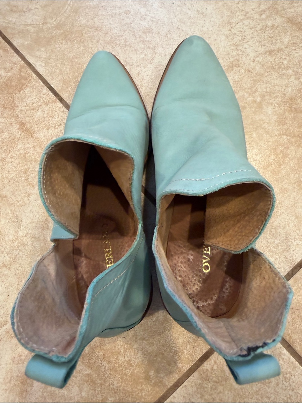 Women's Teal Leather Cutout Ankle Booties Sz EU 37 some scuffs - Picture 7 of 10